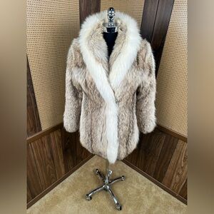Elegant Fur Coat with White Trim